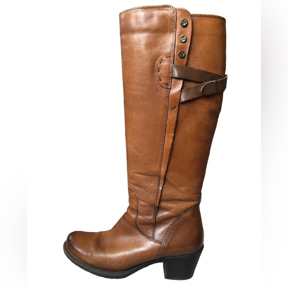 Clarks Maymie Stellar Women 7.5M Brown Leather‎ Tall Heeled Riding Boots - Picture 1 of 16